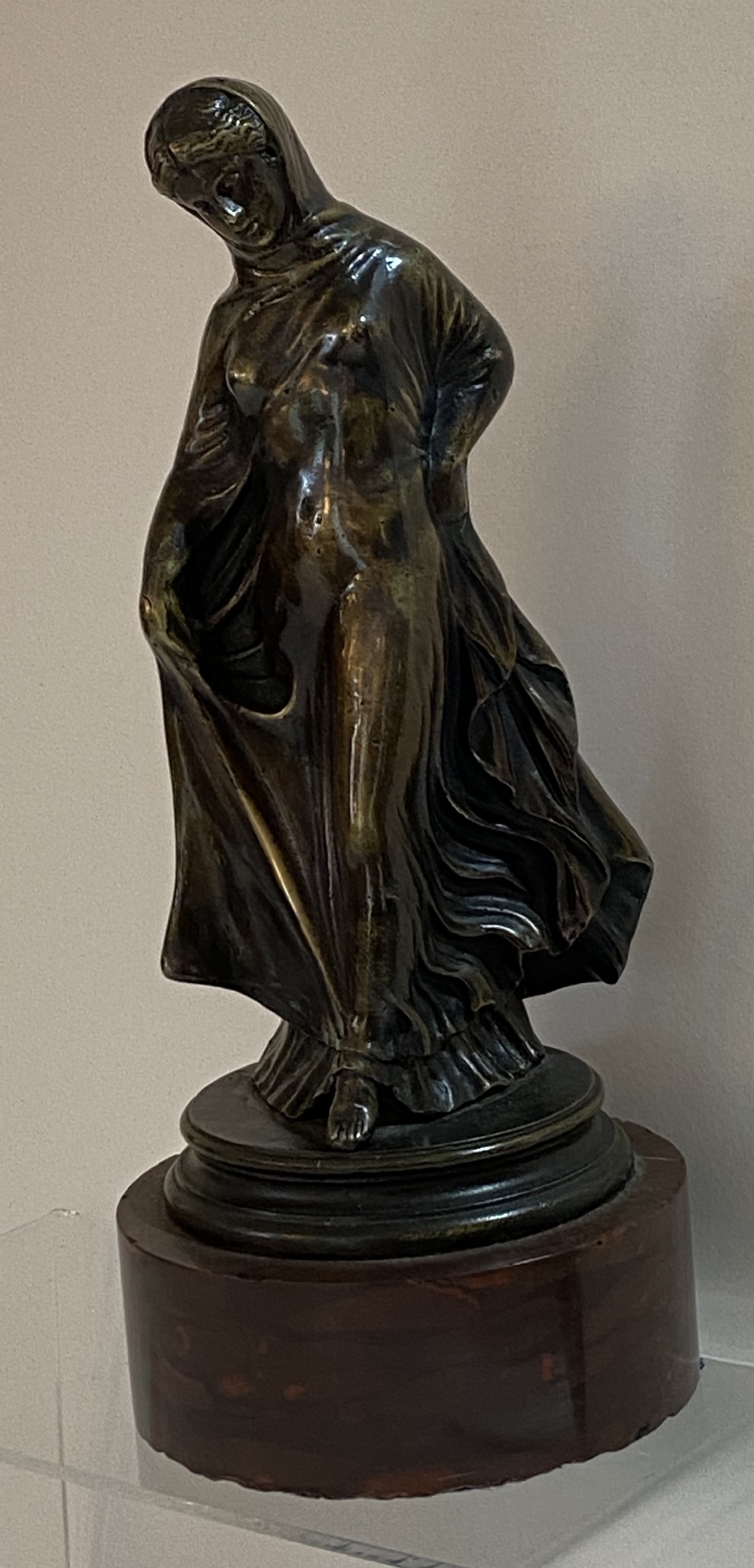 French Bronze Figure of a Woman in a Cloak. 19th Century