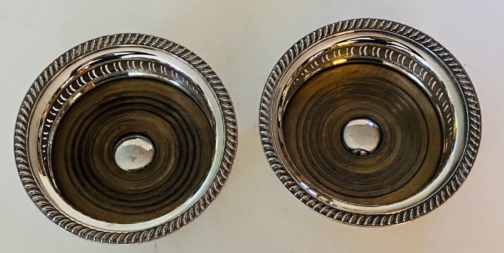 Pair of Silver Plated Wine Coasters. Circa 1900 View II