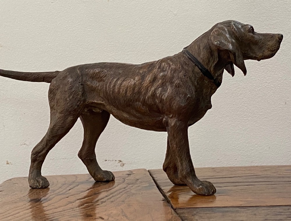 Antique Austrian Cold Painted Spelter Hunting Dog. Circa 1900 View III