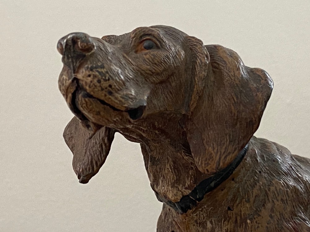 Antique Austrian Cold Painted Spelter Hunting Dog. Circa 1900 View IX