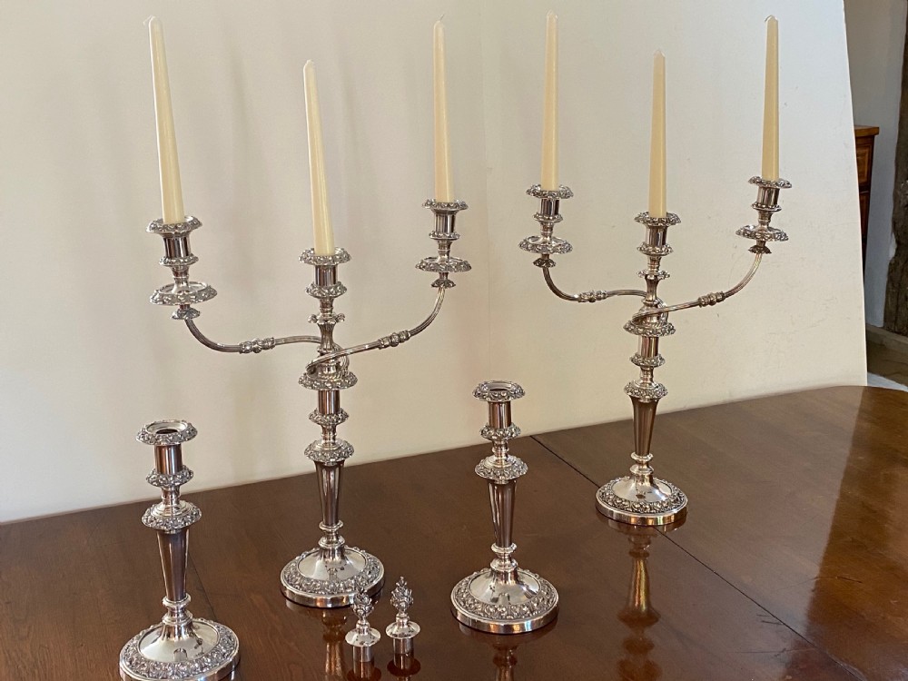 Candelabra and Matching  Candlesticks, Suite of Four. Circa 1860 View IX