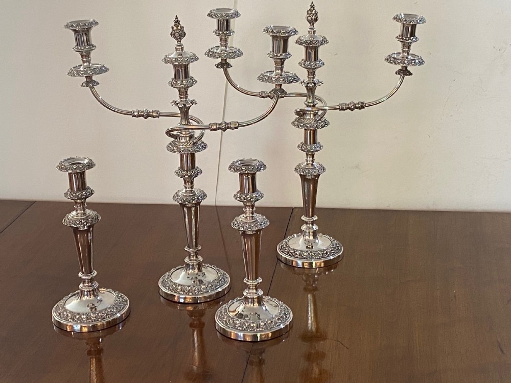 Candelabra and Matching  Candlesticks, Suite of Four. Circa 1860 View X