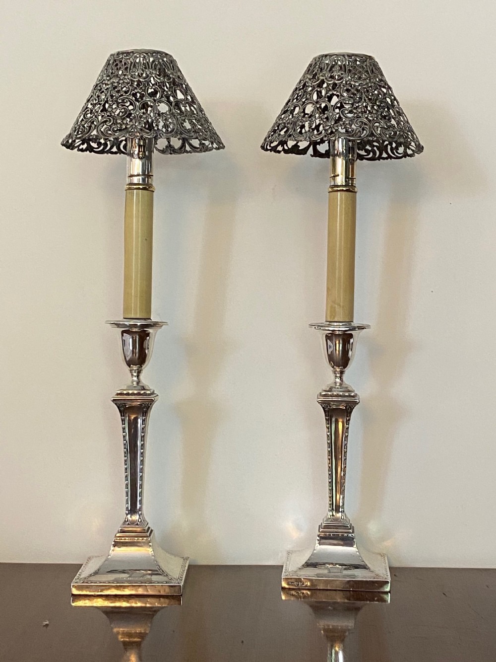 Edwardian Silver Ejector Candlesticks with Goram Accessories 
