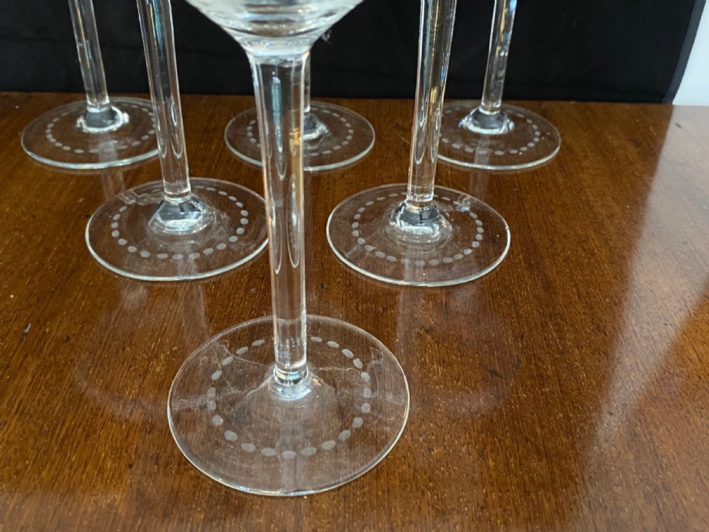 Set of 6 Etched Hock Glasses  View IV