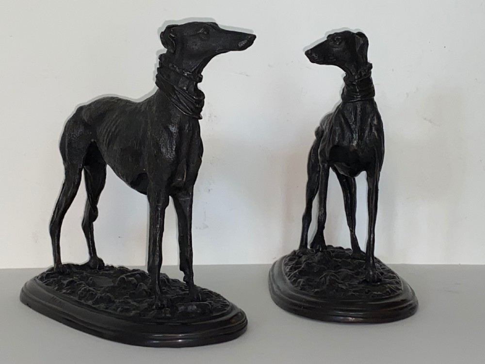 Pair of  Bronze Greyhounds  View VI