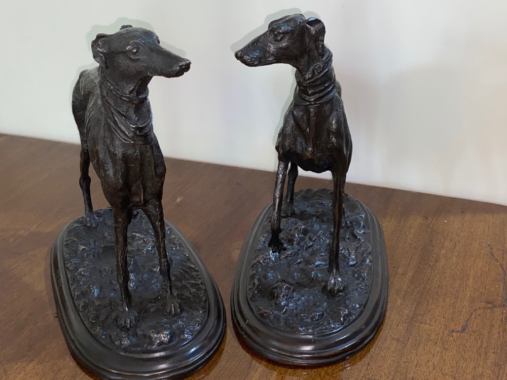 Pair of  Bronze Greyhounds  View IX