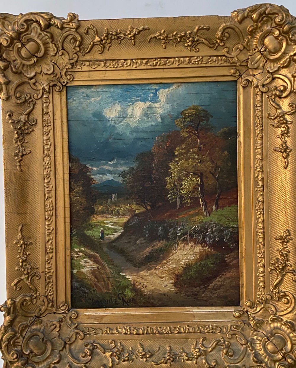 19th Century Oil on Panel by Clarence Henry Row (1850-1909) View V