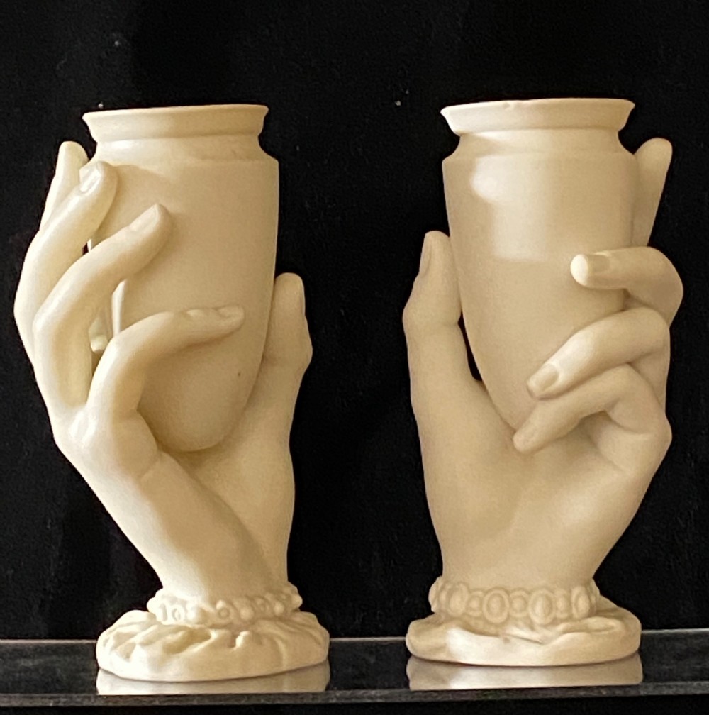 Royal Worcester Bisque Hand Vases