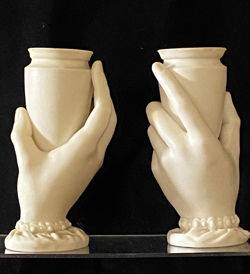 Royal Worcester Bisque Hand Vases View II