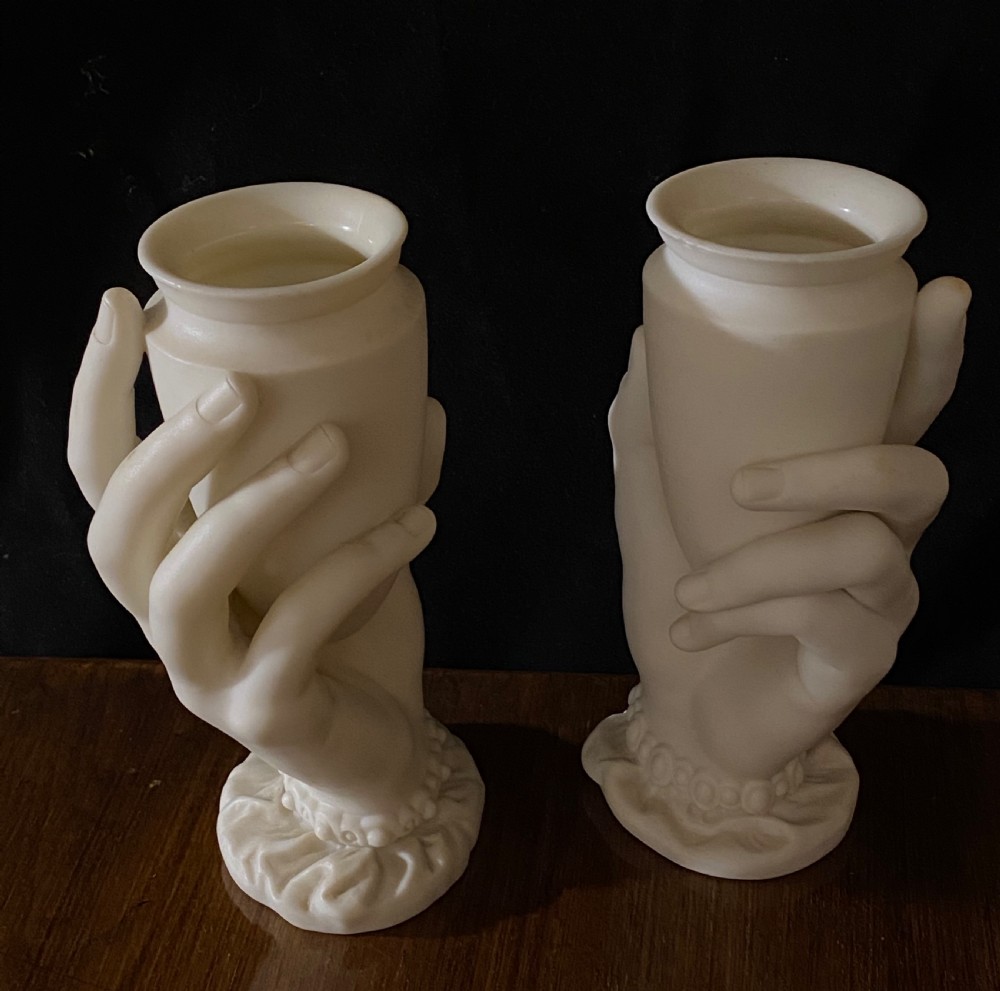 Royal Worcester Bisque Hand Vases View III