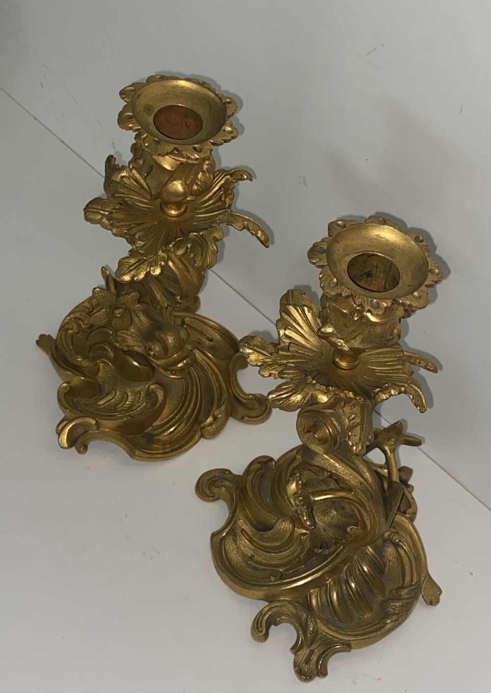 Pair of French Gilt Bronze Candlesticks View II