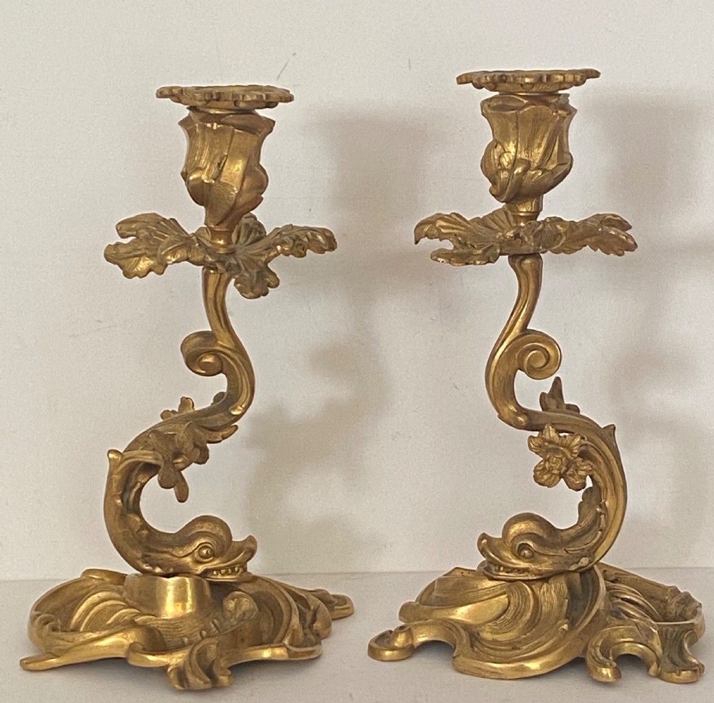 Pair of French Gilt Bronze Candlesticks View III