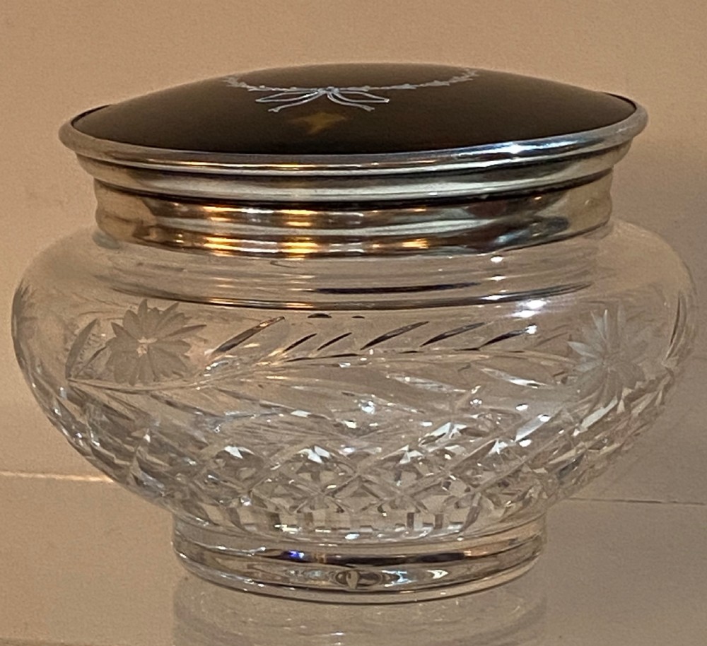 Tortoisehell, Silver and Crystal Dressing Table Jar View II