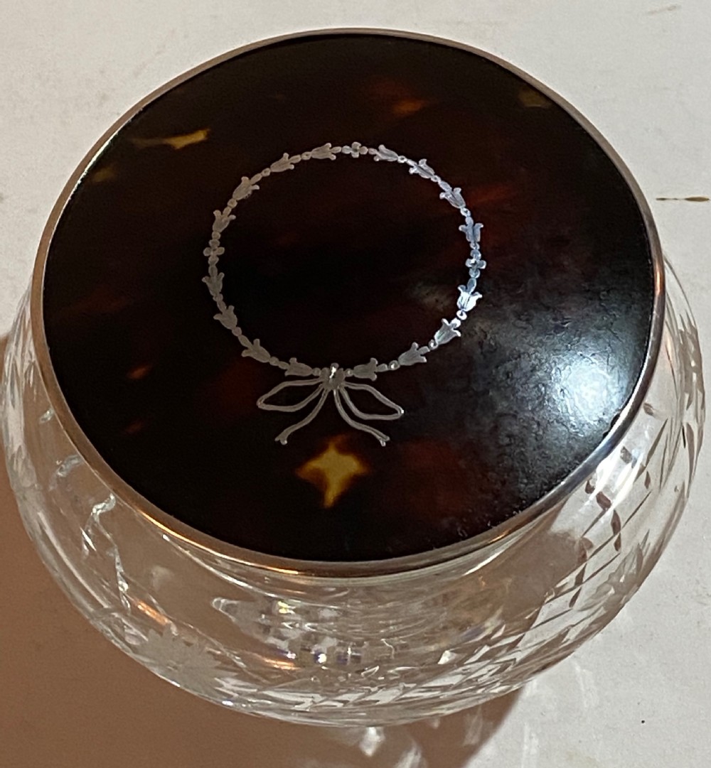 Tortoisehell, Silver and Crystal Dressing Table Jar View III