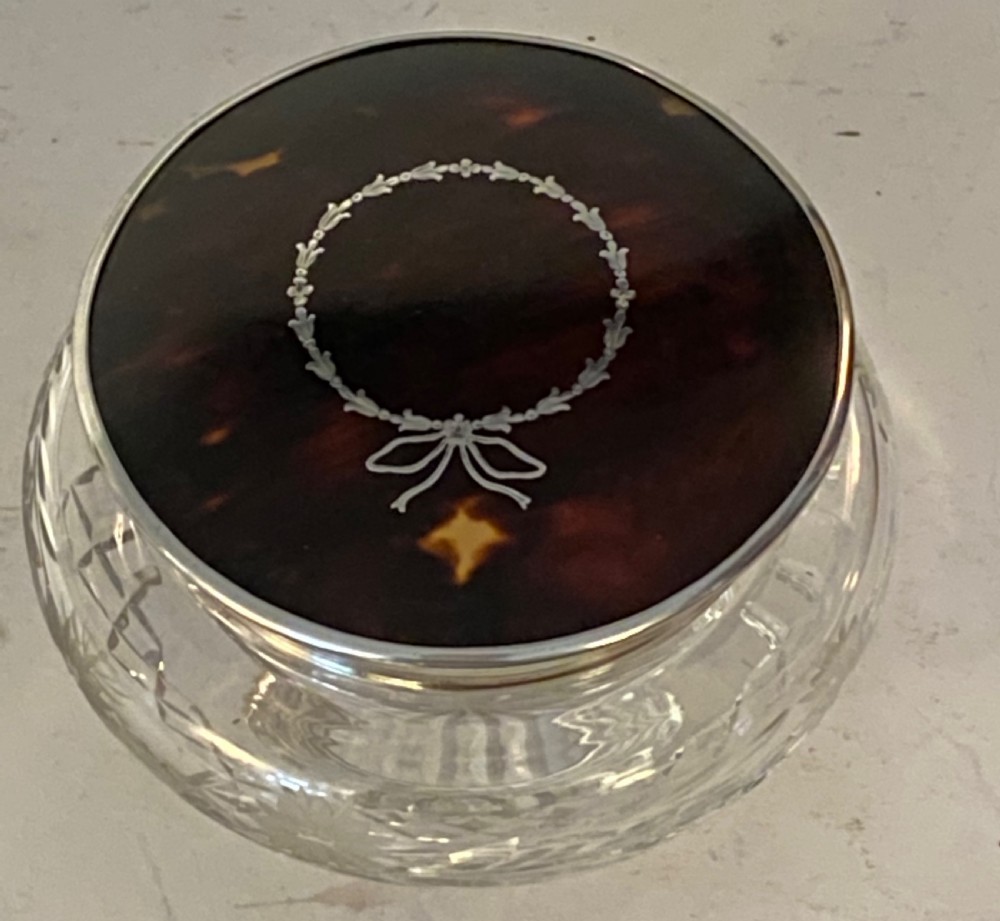 Tortoisehell, Silver and Crystal Dressing Table Jar View VII
