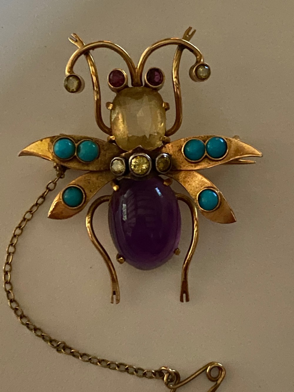 Victorian Multi-stone Insect Brooch View V