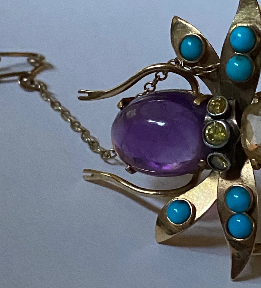 Victorian Multi-stone Insect Brooch View VIII