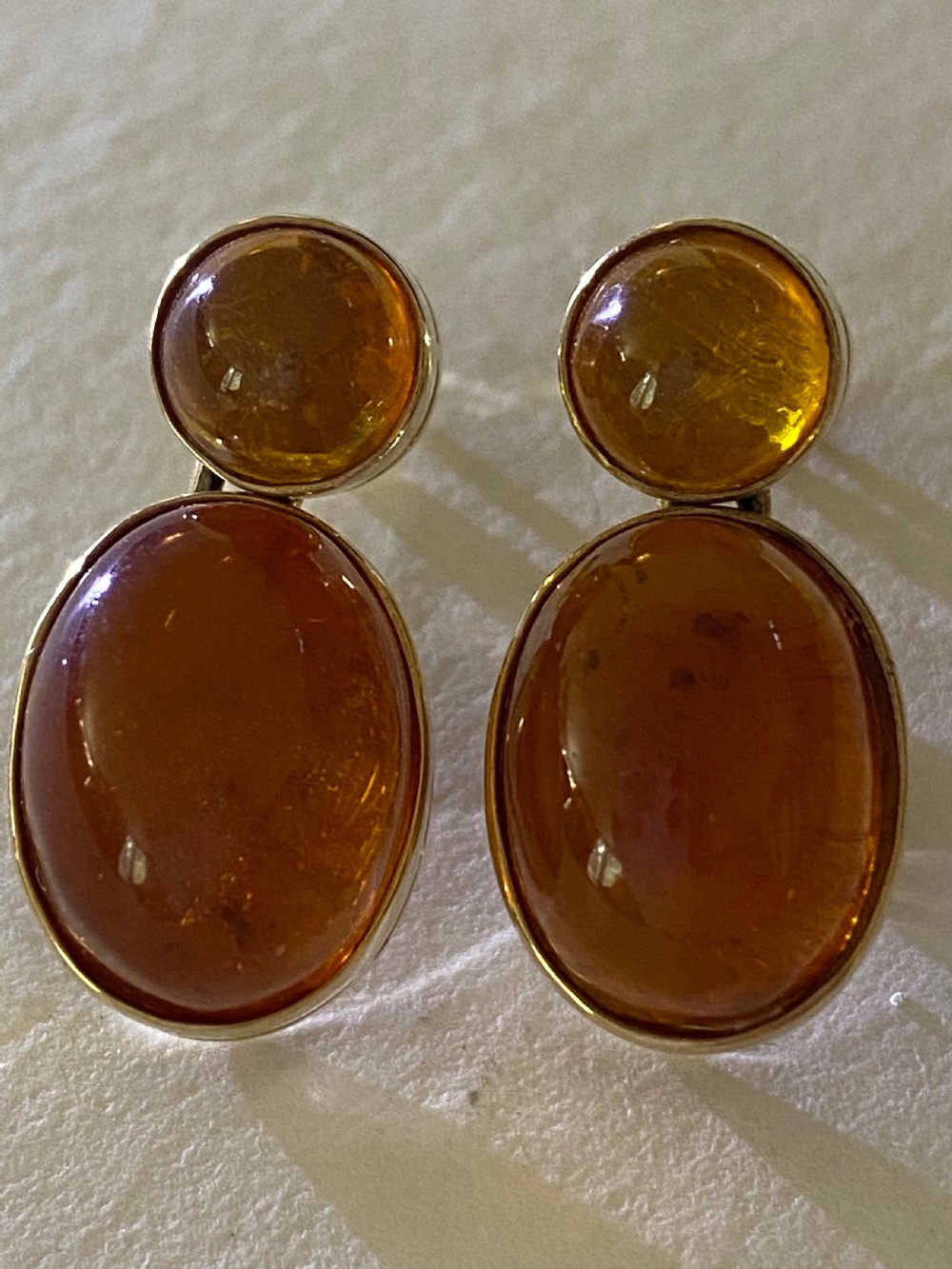 Amber Set Ear Studs in 14ct Gold View VII