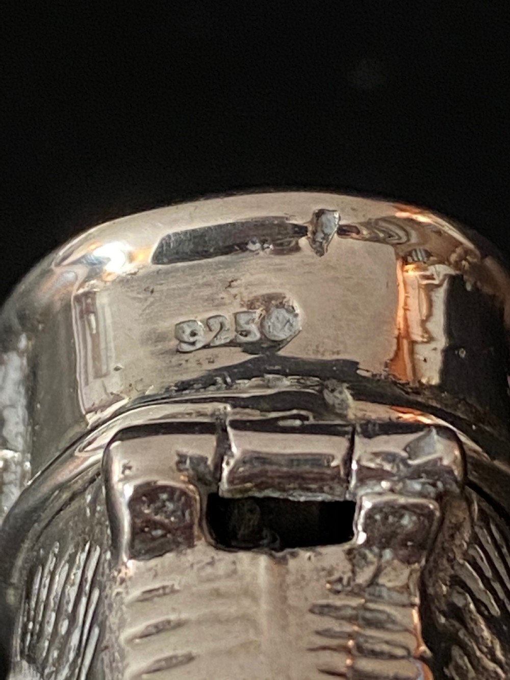 Silver Vesta Case Dog with Garnet Eyes View IV
