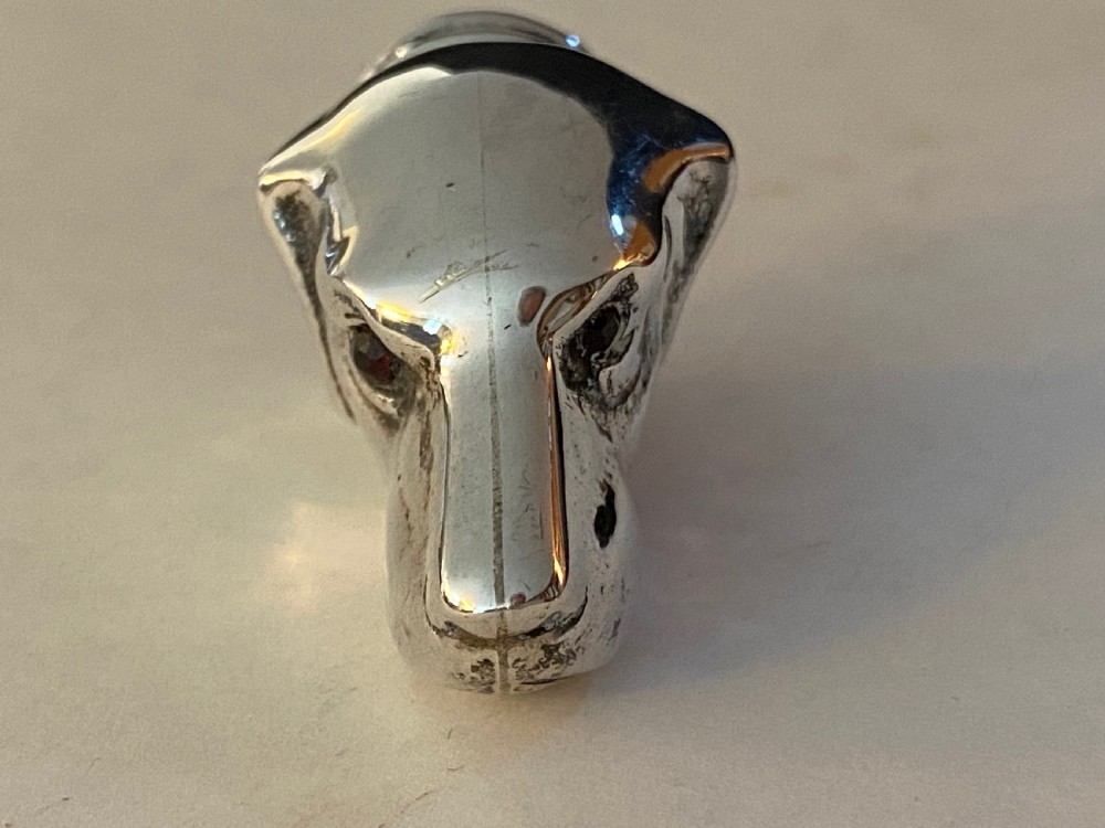 Silver Vesta Case Dog with Garnet Eyes View VI