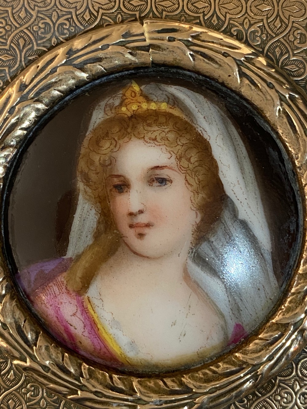Continental Trinket Box with inset Painted Porcelain Plaque. 19th Century View V