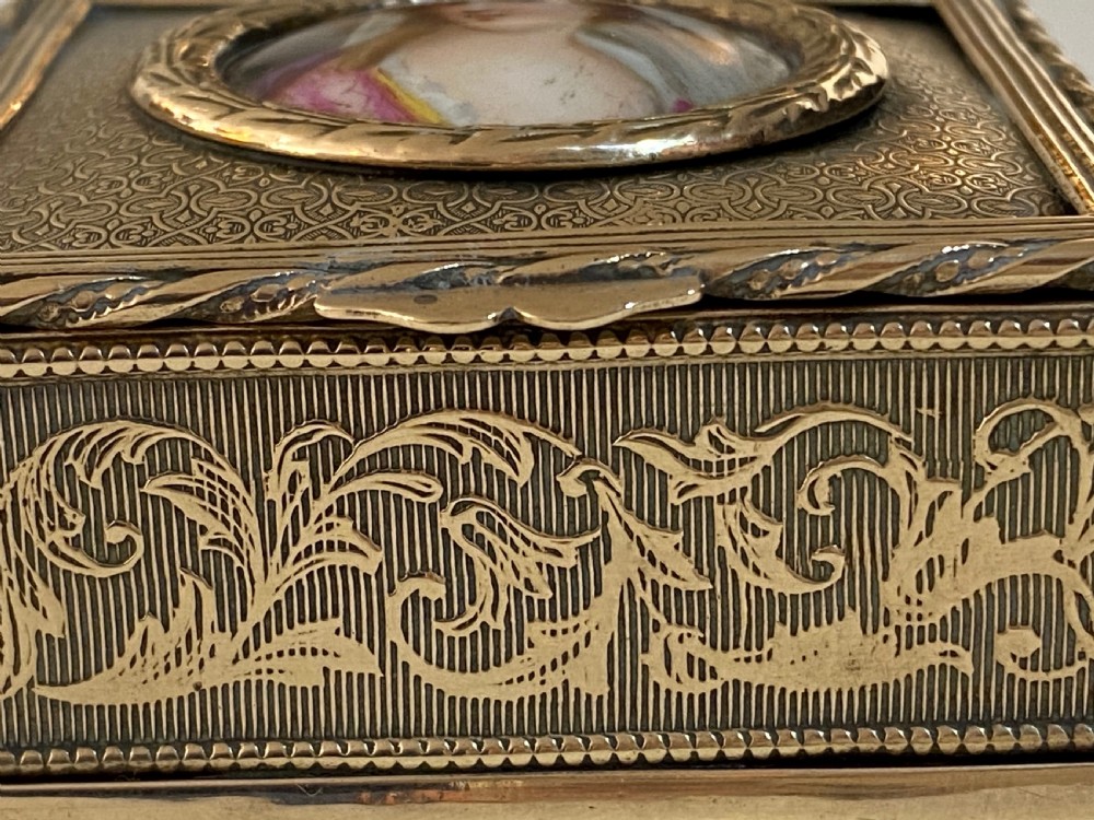 Continental Trinket Box with inset Painted Porcelain Plaque. 19th Century View VII
