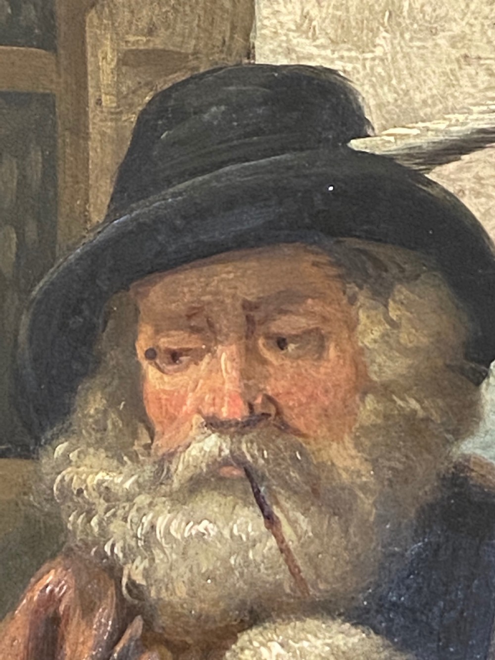 Oil on Tin of Bagpiper with Child, Circa 1820 View II
