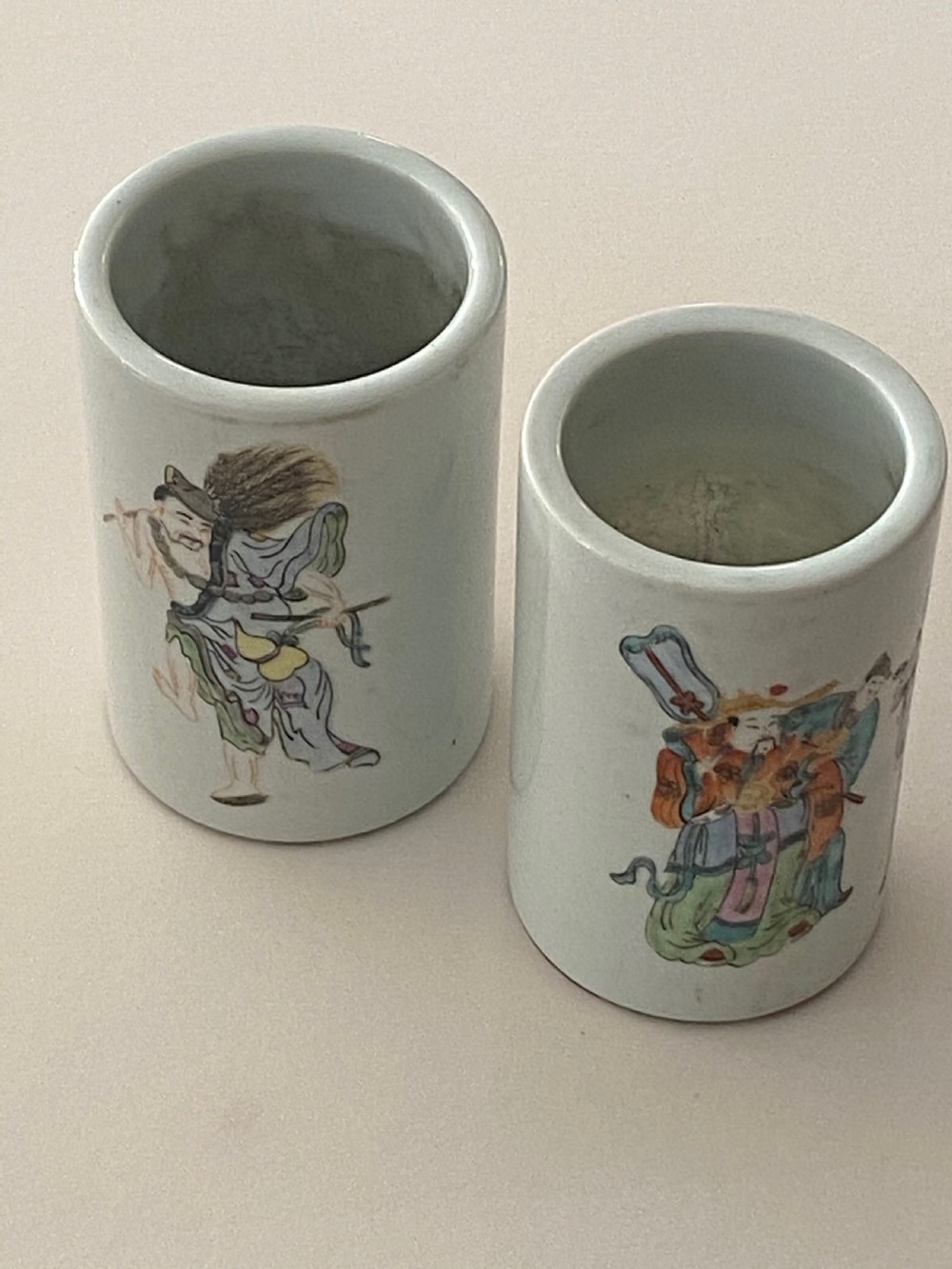 Pair of Chinese Famille Rose Brush Pots View V