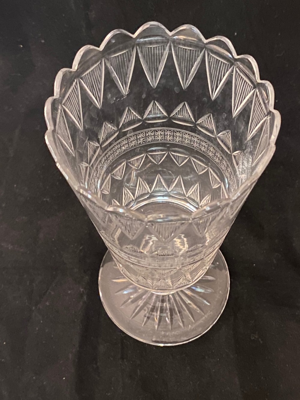 Victorian Etched Glass Celery Vase View V