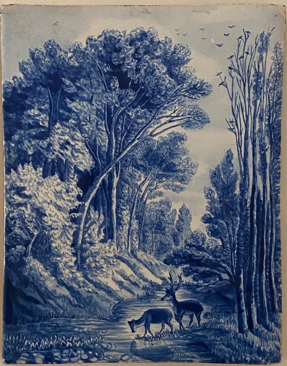 Pair of French 19th Century Blue and White Tiles View IV