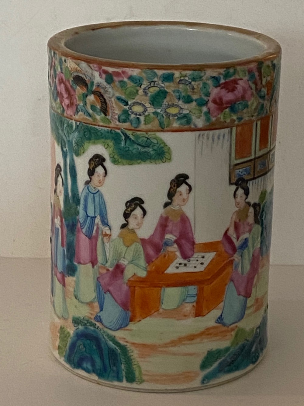 Chinese Canton  Famille Rose Brush Pot View III