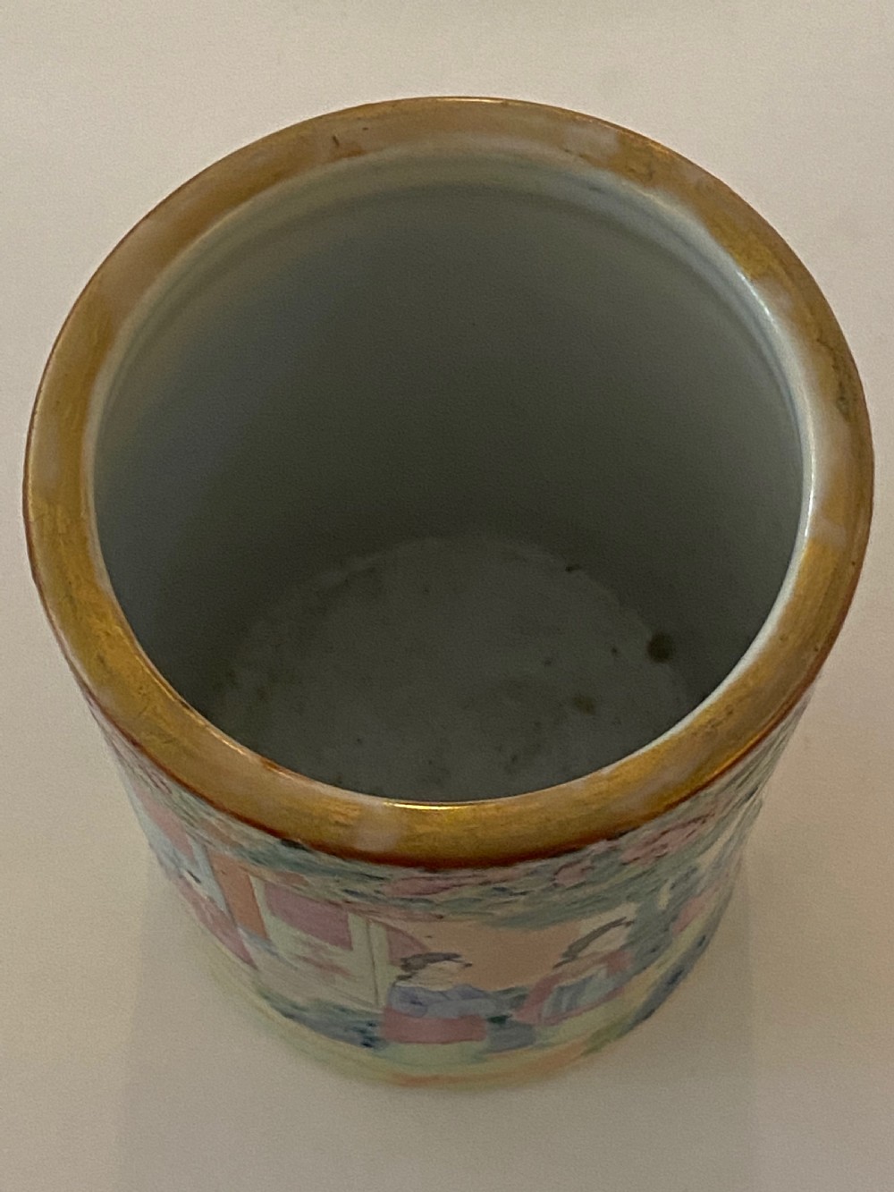 Chinese Canton  Famille Rose Brush Pot View IV