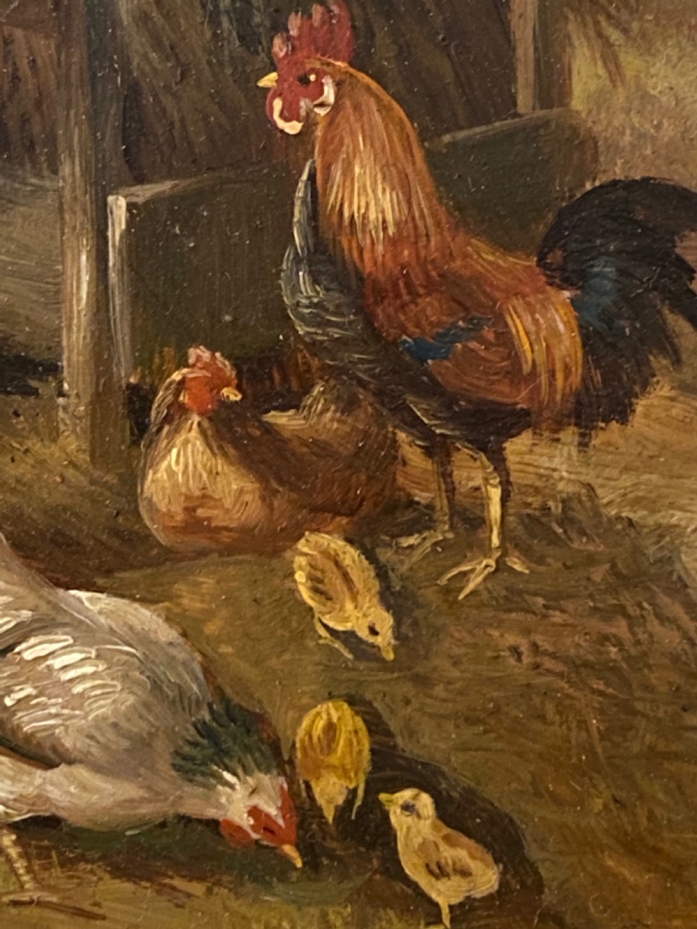 19th Century Oil on Panel of Farmyard Scene  View III