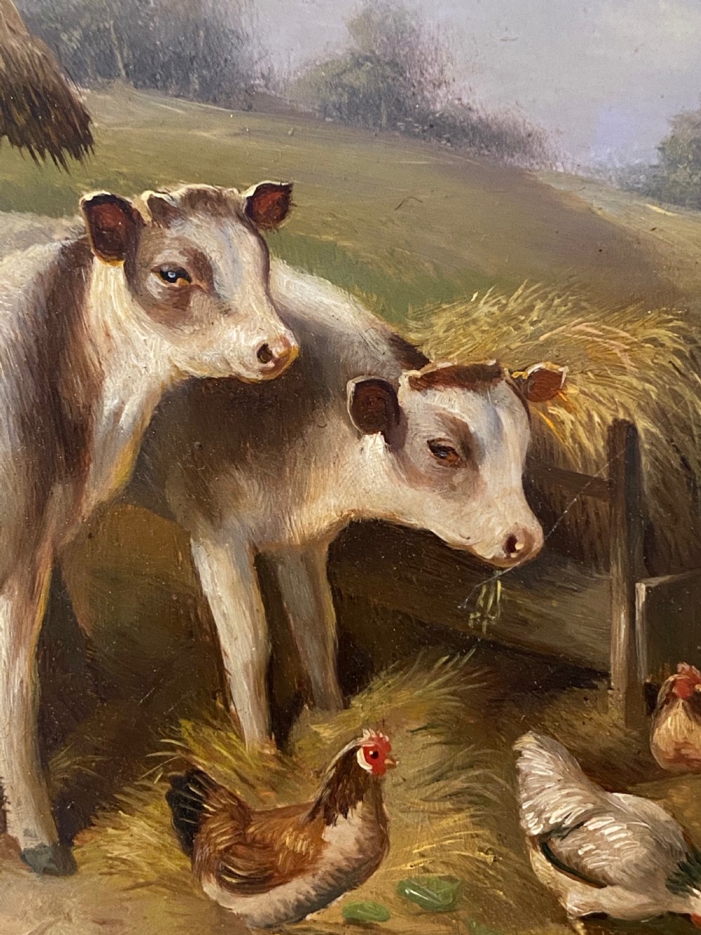 19th Century Oil on Panel of Farmyard Scene  View IV