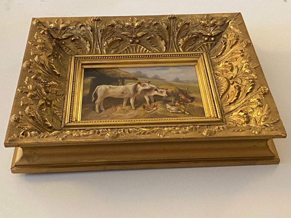 19th Century Oil on Panel of Farmyard Scene  View VII