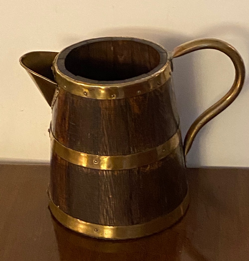 Coopered Oak Pitcher with Brass Banding  View III