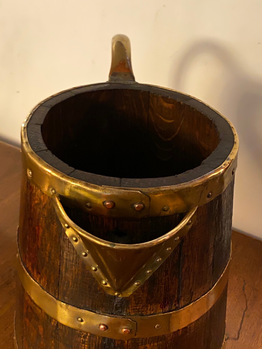 Coopered Oak Pitcher with Brass Banding  View VII