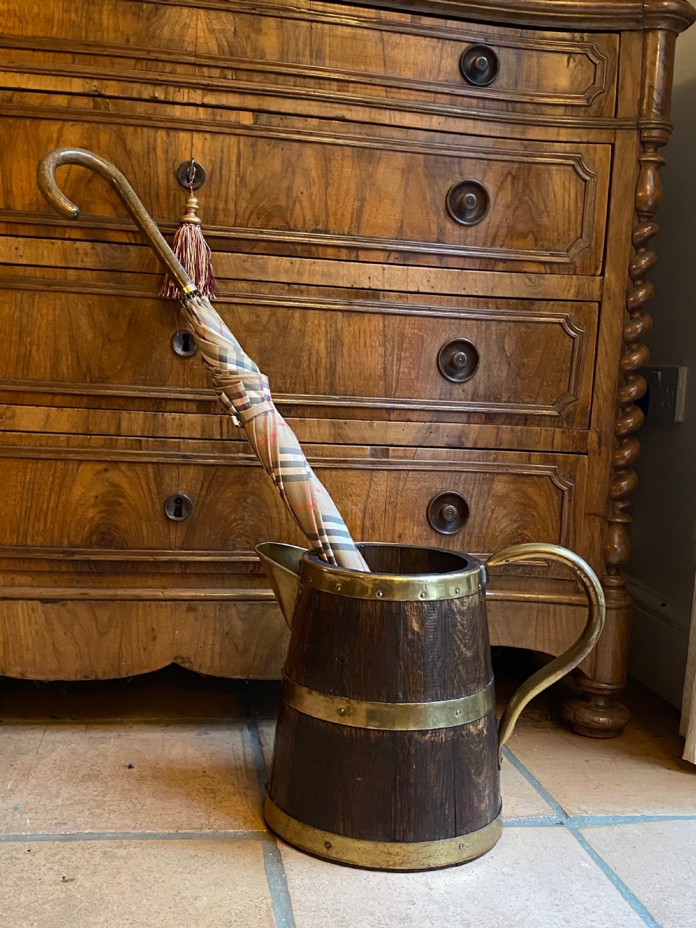 Coopered Oak Pitcher with Brass Banding  View VIII