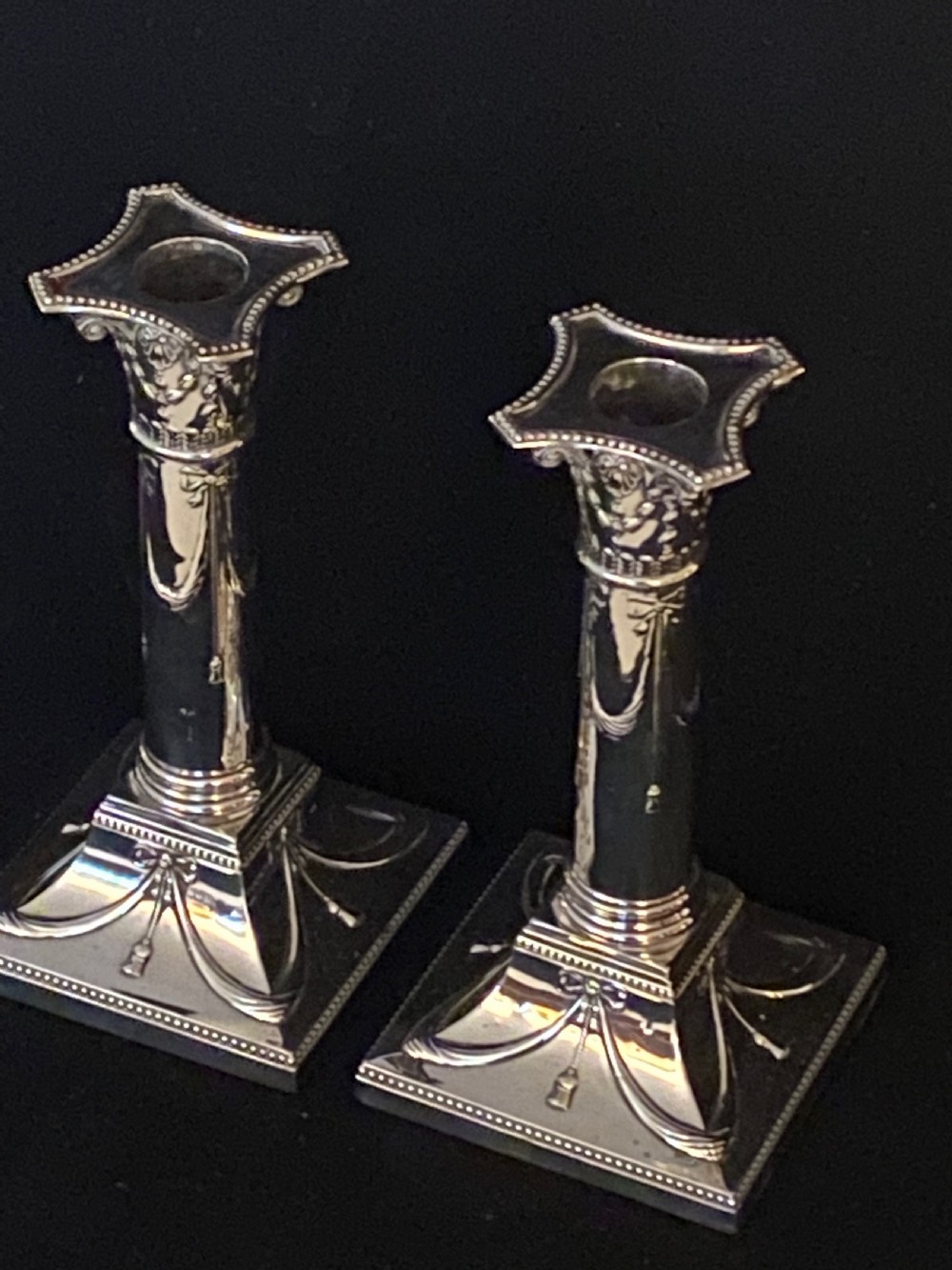 Pair of Sterling Silver Candlesticks View III