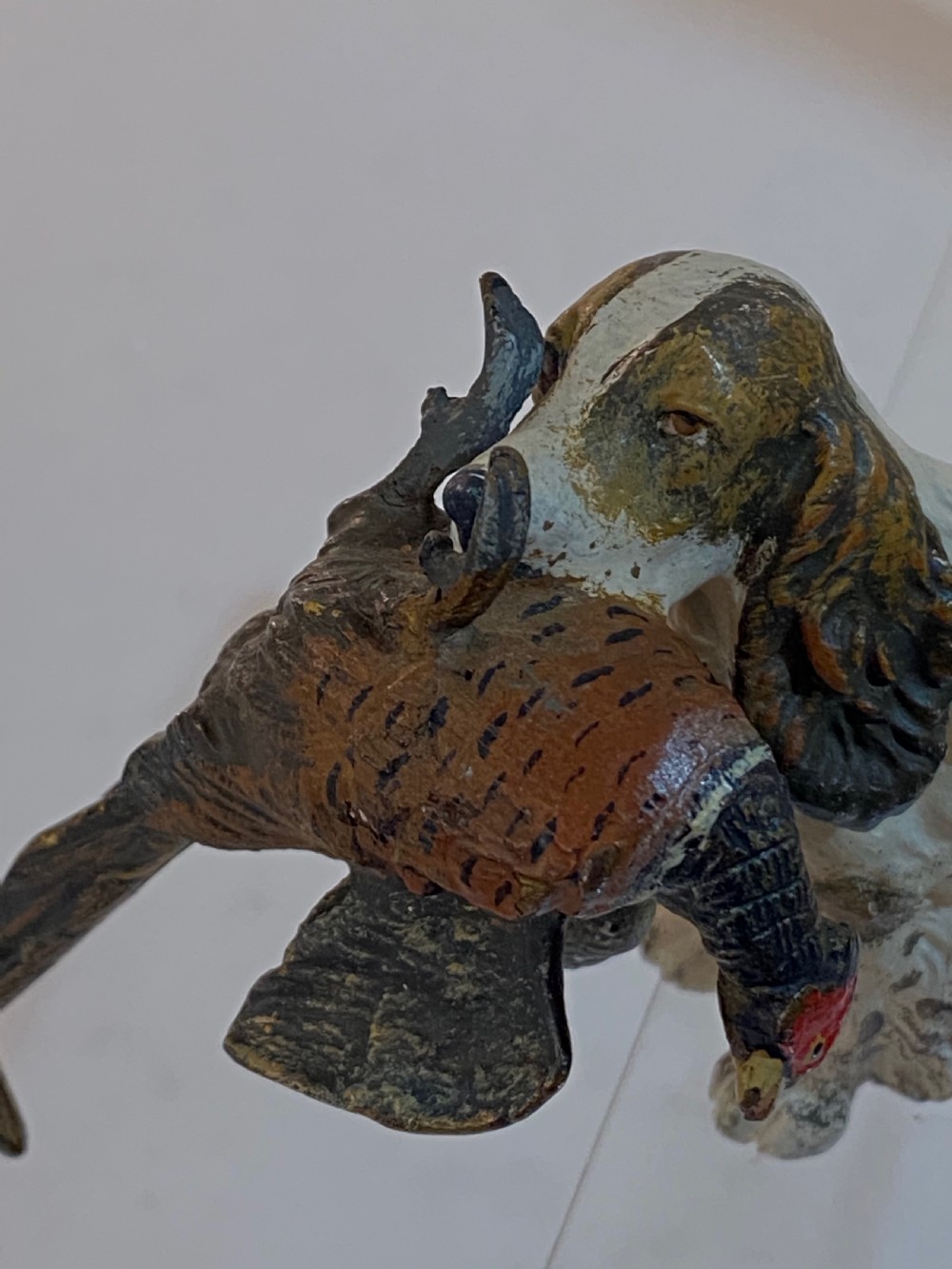 Cold Painted Bronze Spaniel with a Pheasant View II
