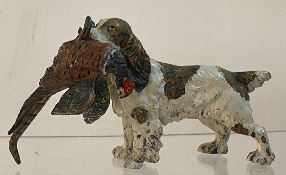 Cold Painted Bronze Spaniel with a Pheasant View V