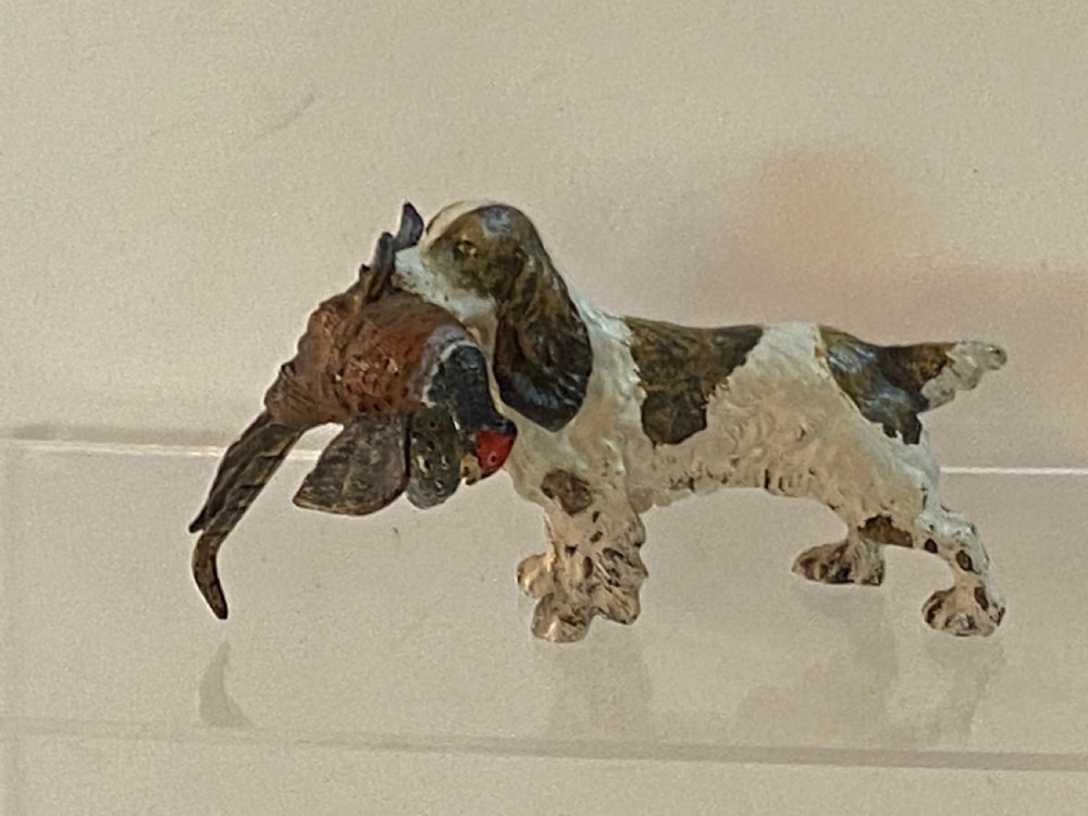 Cold Painted Bronze Spaniel with a Pheasant View IX