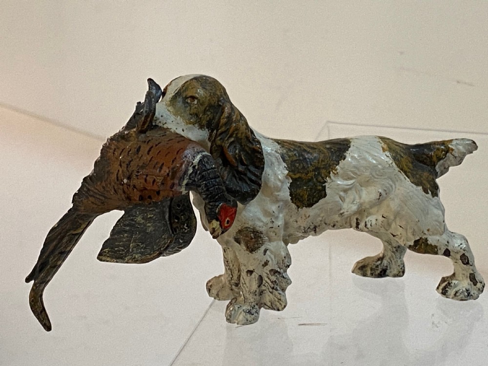 Cold Painted Bronze Spaniel with a Pheasant View X