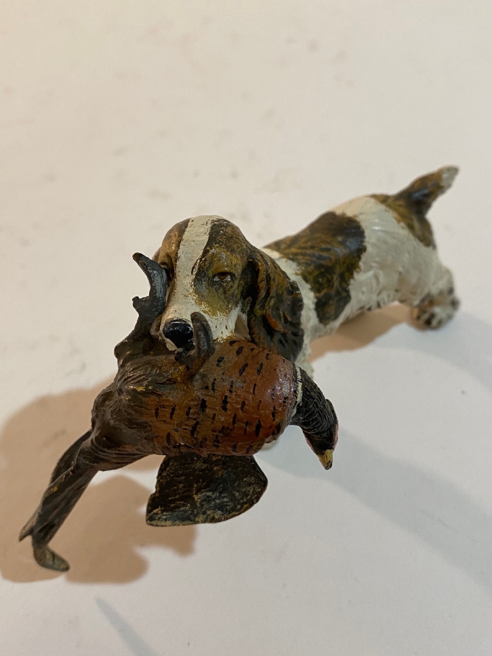 Cold Painted Bronze Spaniel with a Pheasant View XI