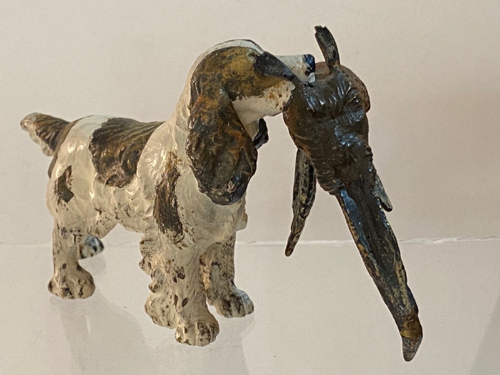 Cold Painted Bronze Spaniel with a Pheasant View XII