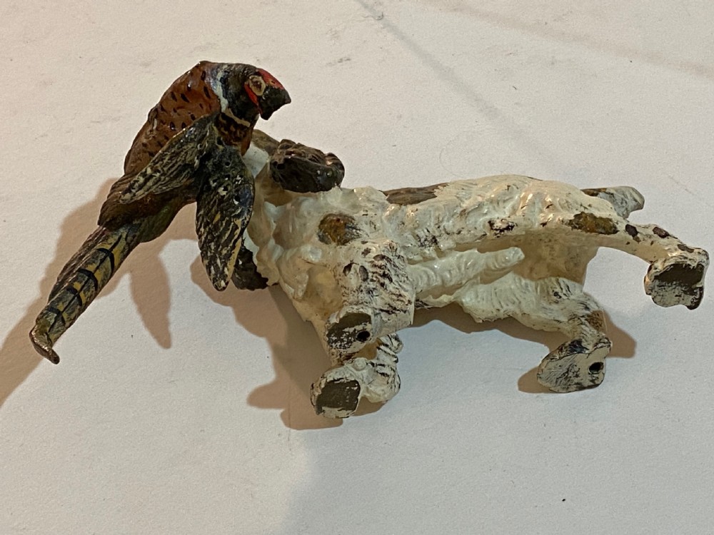 Cold Painted Bronze Spaniel with a Pheasant View XIV