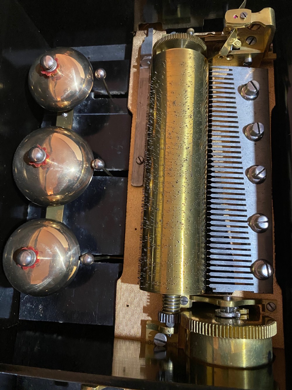 Swiss Three Bell Music Box Playing 8 Airs View IX