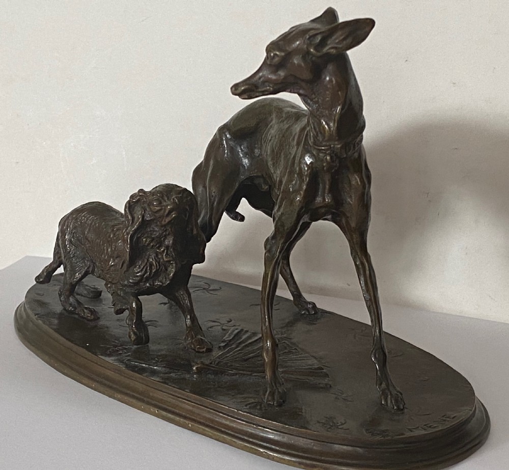 Bronze of Dogs after Pierre-Jules Mêne View II
