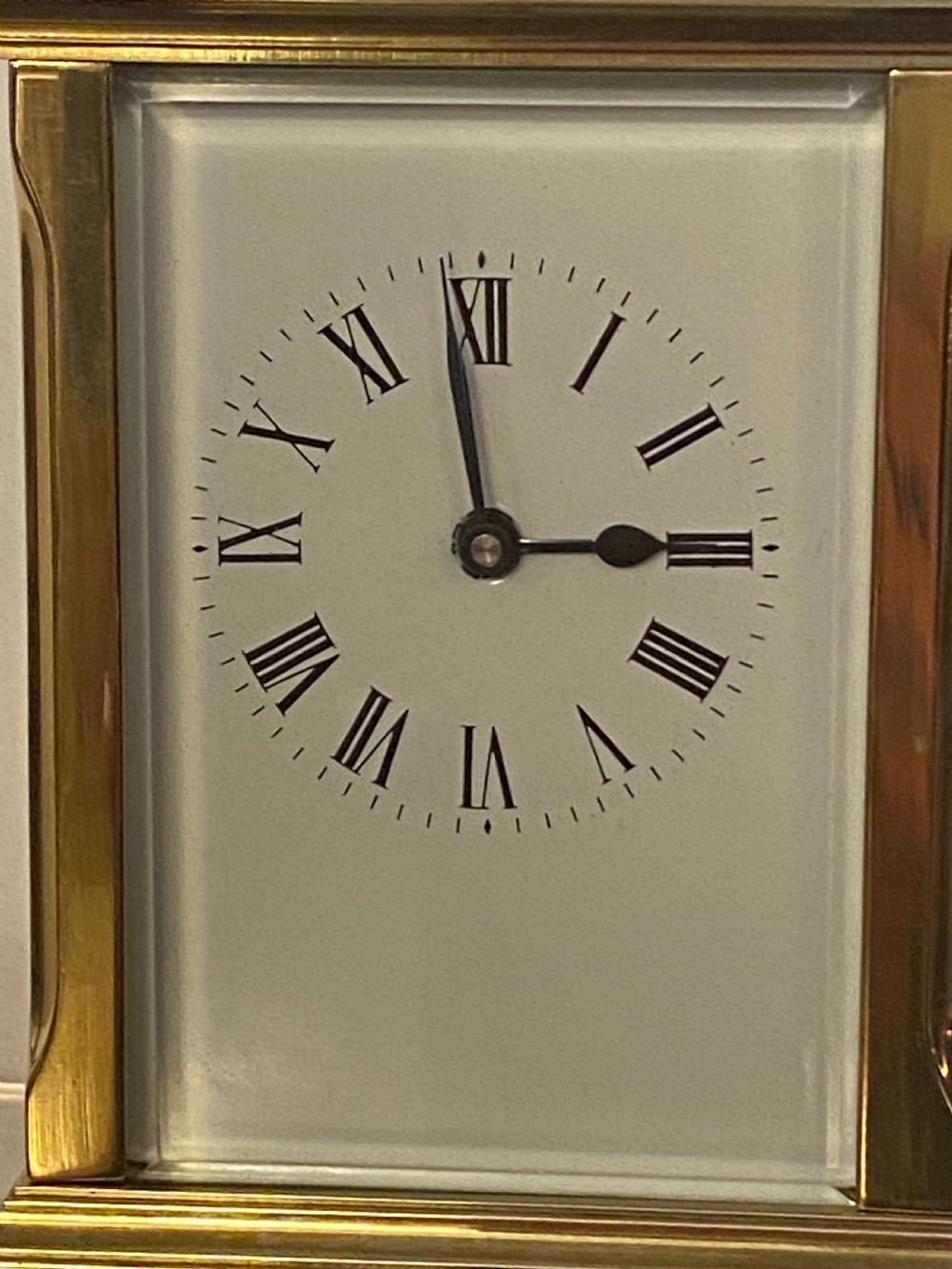French Brass Carriage Clock with Enamelled Decoration View II
