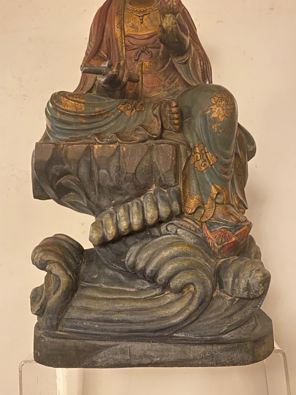 Antique Chinese Carved Wooden Figure of a Deity View VI